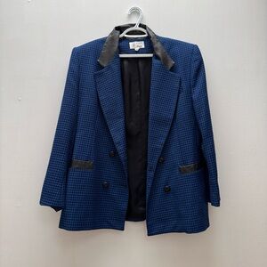 Vintage - Blue and Black Houndstooth Pure Wool Blazer - Jeremy Scott for Braemar